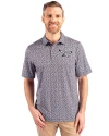 Philadelphia Eagles Historic Cutter & Buck Pike Magnolia Print Stretch Mens Polo Black/Polished Front Thumbnail Image