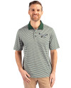 Philadelphia Eagles Historic Cutter & Buck Forge Tonal Stripe Stretch Mens Big and Tall Polo Hunter Green Front Thumbnail Image