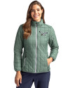 Philadelphia Eagles Historic Cutter & Buck Rainier PrimaLoft®  Womens Eco Insulated Full Zip Puffer Jacket Hunter Melange Front Thumbnail Image