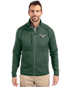 Philadelphia Eagles Historic Cutter & Buck Mainsail Sweater-Knit Mens Full Zip Jacket Hunter Heather Front Thumbnail Image