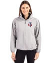 Minnesota Twins Cutter & Buck Charter Eco Recycled Womens Anorak Jacket Polished Medium Gray Front Thumbnail Image