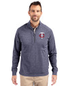 Minnesota Twins Cutter & Buck Adapt Eco Knit Heather Mens Quarter Zip Pullover Navy Blue Heather Front Thumbnail Image