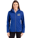 New York Giants Historic Cutter & Buck Evoke Softshell Recycled Full Zip Womens Jacket Tour Blue Front Thumbnail Image