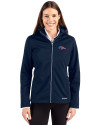 Denver Broncos Americana Cutter & Buck Evoke Softshell Recycled Full Zip Womens Jacket Navy Blue Front Thumbnail Image