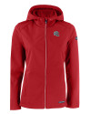 New England Patriots NFL Helmet Cutter & Buck Evoke Softshell Recycled Full Zip Womens Jacket Cardinal Red Mannequin Thumbnail Image