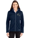 Seattle Seahawks NFL Helmet Cutter & Buck Evoke Softshell Recycled Full Zip Womens Jacket Navy Blue Front Thumbnail Image