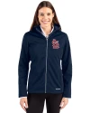 St. Louis Cardinals- Cutter & Buck Evoke Softshell Recycled Full Zip Womens Jacket Navy Blue Front Thumbnail Image