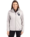 Colorado Rockies Cutter & Buck Evoke Softshell Recycled Full Zip Womens Jacket CONCRETE Front Thumbnail Image