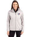 Toronto Blue Jays Cutter & Buck Evoke Softshell Recycled Full Zip Womens Jacket CONCRETE Front Thumbnail Image