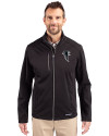 Atlanta Falcons Historic Cutter & Buck Evoke Softshell Recycled Full Zip Mens Jacket Black Front Thumbnail Image