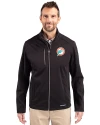 Miami Dolphins Historic Cutter & Buck Evoke Recycled Honeycomb Fleece Mens Full Zip Jacket Black Front Thumbnail Image
