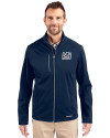 New York Giants Historic Cutter & Buck Evoke Softshell Recycled Full Zip Mens Jacket Navy Blue Front Thumbnail Image