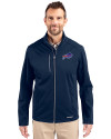 Buffalo Bills Cutter & Buck Evoke Softshell Recycled Full Zip Mens Jacket Navy Blue Front Thumbnail Image