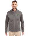 Green Bay Packers Cutter & Buck Evoke Softshell Recycled Full Zip Mens Jacket Elemental Grey Front Thumbnail Image