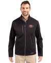 San Francisco 49ers Cutter & Buck Evoke Softshell Recycled Full Zip Mens Jacket Black Front Thumbnail Image