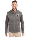 Pittsburgh Steelers Cutter & Buck Evoke Softshell Recycled Full Zip Mens Jacket Elemental Grey Front Thumbnail Image