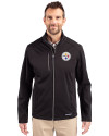 View image 1: Pittsburgh Steelers Cutter & Buck Evoke Recycled Honeycomb Fleece Mens Full Zip Jacket Black Front