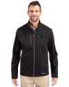 Carolina Panthers Cutter & Buck Evoke Softshell Recycled Full Zip Mens Jacket Black Front Thumbnail Image
