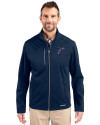 Atlanta Falcons Americana Cutter & Buck Evoke Softshell Recycled Full Zip Mens Jacket Navy Blue Front Thumbnail Image