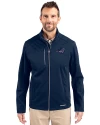 Miami Dolphins Americana Cutter & Buck Evoke Softshell Recycled Full Zip Mens Jacket Navy Blue Front Thumbnail Image