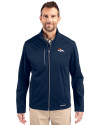 Denver Broncos Cutter & Buck Evoke Recycled Honeycomb Fleece Mens Full Zip Jacket Navy Blue Front Thumbnail Image