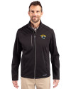 Jacksonville Jaguars Cutter & Buck Evoke Softshell Recycled Full Zip Mens Jacket Black Front Thumbnail Image