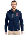 Boston Red Sox Cutter & Buck Evoke Softshell Recycled Full Zip Mens Jacket Navy Blue Front Thumbnail Image