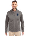 Detroit Tigers Cutter & Buck Evoke Softshell Recycled Full Zip Mens Jacket Elemental Grey Front Thumbnail Image