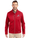 Atlanta Braves Stars & Stripes Cutter & Buck Evoke Softshell Recycled Full Zip Mens Jacket Cardinal Red Front Thumbnail Image