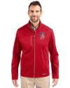 Seattle Mariners Stars & Stripes Cutter & Buck Evoke Softshell Recycled Full Zip Mens Jacket Cardinal Red Front Thumbnail Image