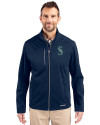 View image 7: Seattle Mariners Cutter & Buck Evoke Recycled Honeycomb Fleece Mens Full Zip Jacket Navy Blue Front