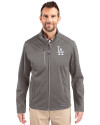 Los Angeles Dodgers Cutter & Buck Evoke Softshell Recycled Full Zip Mens Jacket Elemental Grey Front Thumbnail Image