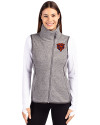 Chicago Bears Historic Cutter & Buck Mainsail Sweater Knit Womens Asymmetrical Vest Polished Heather Front Thumbnail Image