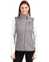 New England Patriots Historic Cutter & Buck Mainsail Sweater-Knit Womens Full Zip Asymmetrical Vest Polished Heather Front Thumbnail Image