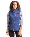 Buffalo Bills Historic Cutter & Buck Mainsail Sweater Knit Womens Asymmetrical Vest Tour Blue Heather Front Thumbnail Image