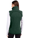 Green Bay Packers Historic Cutter & Buck Mainsail Sweater Knit Womens Asymmetrical Vest Hunter Heather Back Thumbnail Image
