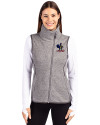 Delaware Fightin' Blue Hens College Vault Cutter & Buck Mainsail Sweater Knit Womens Asymmetrical Vest Polished Heather Front Thumbnail Image