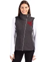 View image 1: Western Kentucky Hilltoppers College Vault Cutter & Buck Mainsail Sweater-Knit Womens Full Zip Asymmetrical Vest Charcoal Heather Front