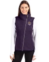 LSU Tigers College Vault Cutter & Buck Mainsail Sweater Knit Womens Asymmetrical Vest College Purple Heather Front Thumbnail Image