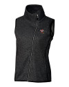 View image 7: Louisville Cardinals College Vault Cutter & Buck Mainsail Sweater-Knit Womens Full Zip Asymmetrical Vest Charcoal Heather Mannequin