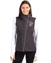 Mississippi State Bulldogs Vintage Cutter & Buck Mainsail Sweater Knit Womens Asymmetrical Vest Charcoal Heather Front Thumbnail Image
