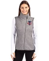 Minnesota Twins Cutter & Buck Mainsail Sweater Knit Womens Asymmetrical Vest Polished Heather Front Thumbnail Image