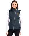 ETSU Buccaneers Cutter & Buck Mainsail Sweater Knit Womens Asymmetrical Vest Liberty Navy Heather Front Thumbnail Image