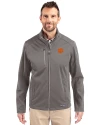Clemson Tigers Cutter & Buck Evoke Softshell Recycled Full Zip Mens Jacket Elemental Grey Front Thumbnail Image