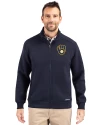Milwaukee Brewers Cutter & Buck Roam Epic Versatility Recycled Full Zip Mens Jacket Navy Blue Front Thumbnail Image