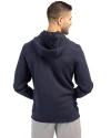 Tampa Bay Rays Cutter & Buck Roam Epic Versatility Half Zip Recycled Mens Hooded Pullover Navy Blue Back Thumbnail Image