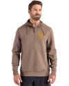View image 4: San Diego Padres Cutter & Buck Roam Recycled Buttery-Soft Knit Mens Half Zip Hooded Pullover Mushroom Front