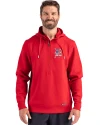 Detroit Tigers Stars & Stripes Cutter & Buck Roam Epic Versatility Half Zip Recycled Mens Hooded Pullover Red Front Thumbnail Image