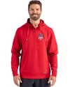 New York Mets Stars & Stripes Cutter & Buck Roam Epic Versatility Half Zip Recycled Mens Hooded Pullover Red Front Thumbnail Image
