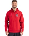 New York Yankees Stars & Stripes Cutter & Buck Roam Epic Versatility Half Zip Recycled Mens Hooded Pullover Red Front Thumbnail Image